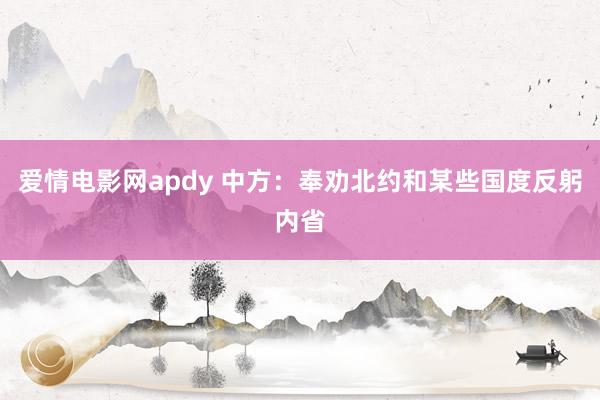 爱情电影网apdy 中方：奉劝北约和某些国度反躬内省