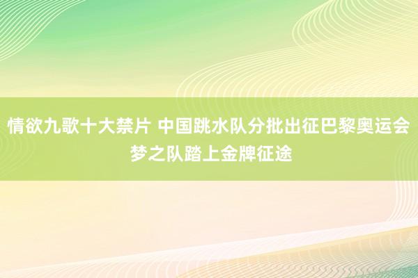 情欲九歌十大禁片 中国跳水队分批出征巴黎奥运会 梦之队踏上金牌征途