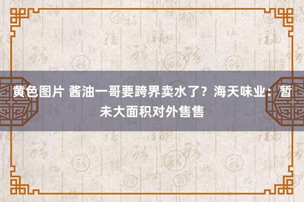 黄色图片 酱油一哥要跨界卖水了？海天味业：暂未大面积对外售售