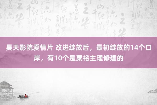 昊天影院爱情片 改进绽放后，最初绽放的14个口岸，有10个是粟裕主理修建的