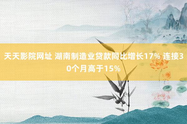 天天影院网址 湖南制造业贷款同比增长17% 连接30个月高于15%