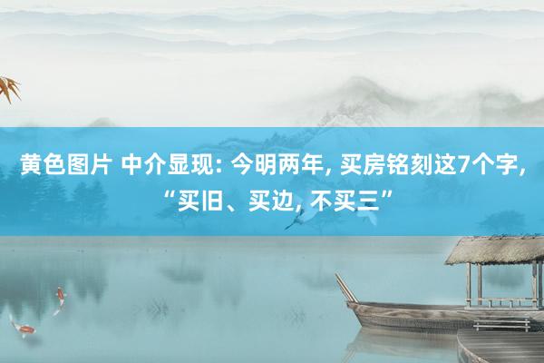 黄色图片 中介显现: 今明两年， 买房铭刻这7个字， “买旧、买边， 不买三”