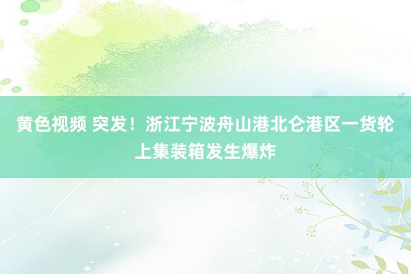 黄色视频 突发！浙江宁波舟山港北仑港区一货轮上集装箱发生爆炸