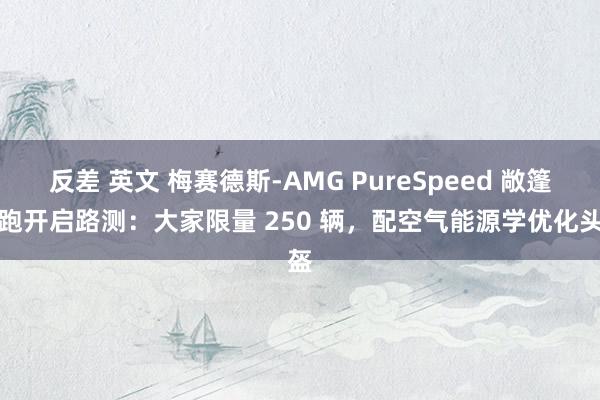 反差 英文 梅赛德斯-AMG PureSpeed 敞篷超跑开启路测：大家限量 250 辆，配空气能源学优化头盔